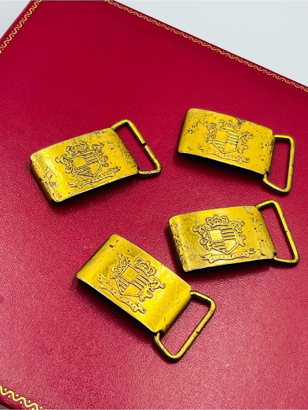 Set of 4 Vintage 1940s Brass Marine Belt Buckles – Excellent Condition